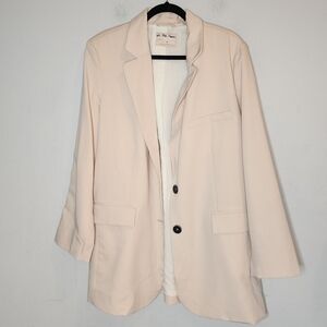 Free People We The Free Oversized Cream 2-button blazer women's sz M pockets